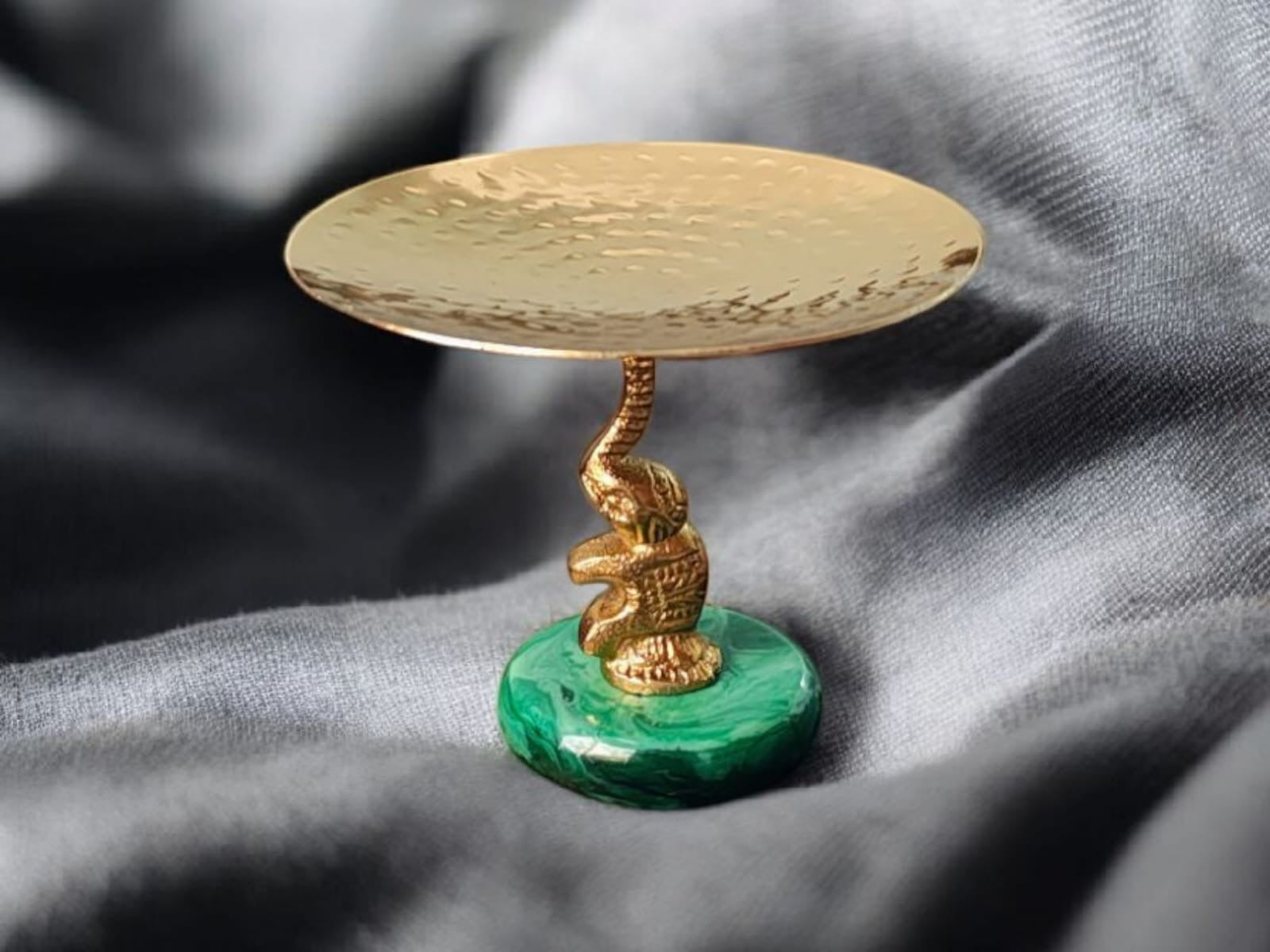 Antique gold Elephant pedestal decorative Tray Royal serving platter