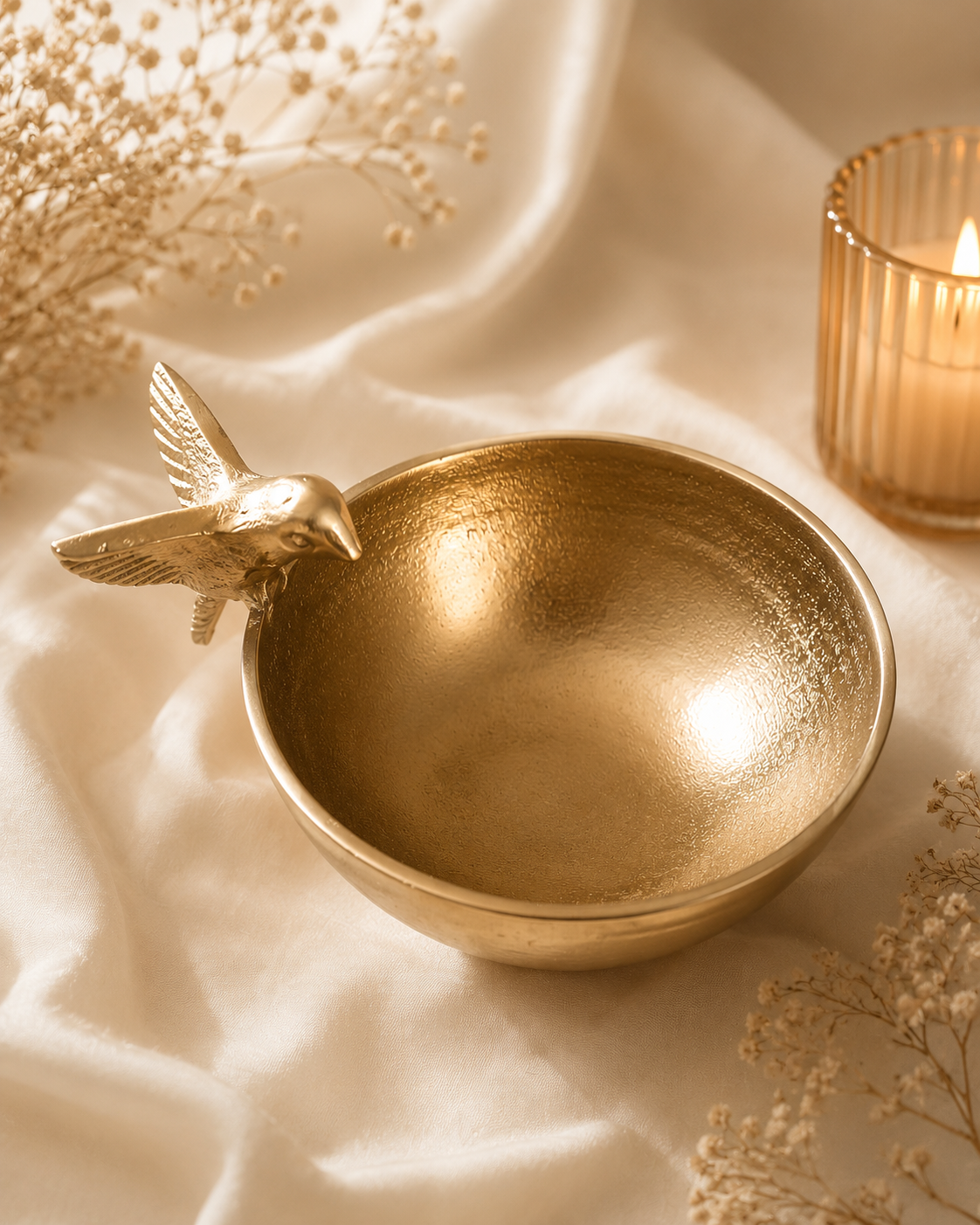 Luxury Golden Bird Decorative Bowl | Premium Metal Centerpiece for Home Décor