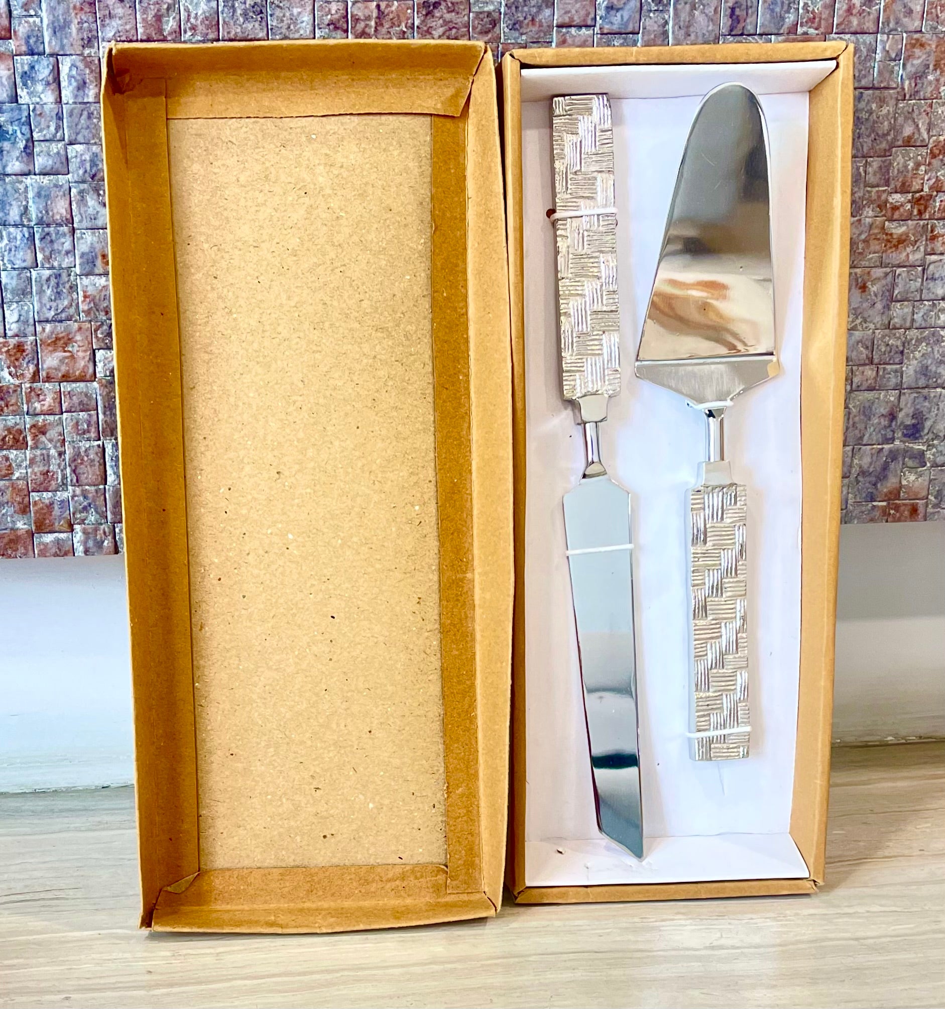 Premium Stainless Steel Twisted Handle Salad Serving Set (2 Pieces)