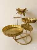 Golden 3Tier Lotus Urli Bowl stand