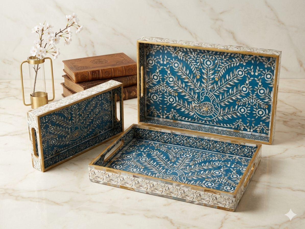Gold Foil MDF Set of 3 Trays