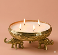 Gold-Finish Elephant Stand Statement Candle