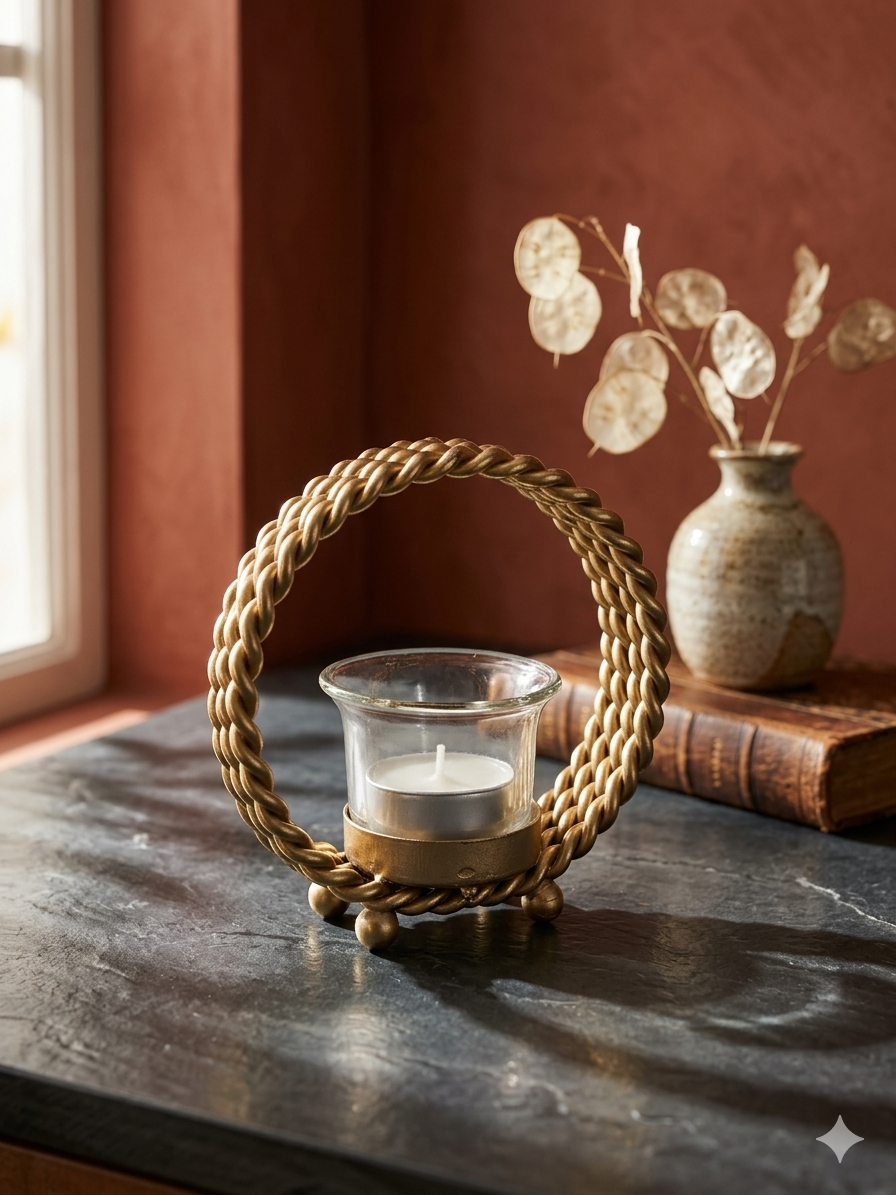 candle holder. With glass votive