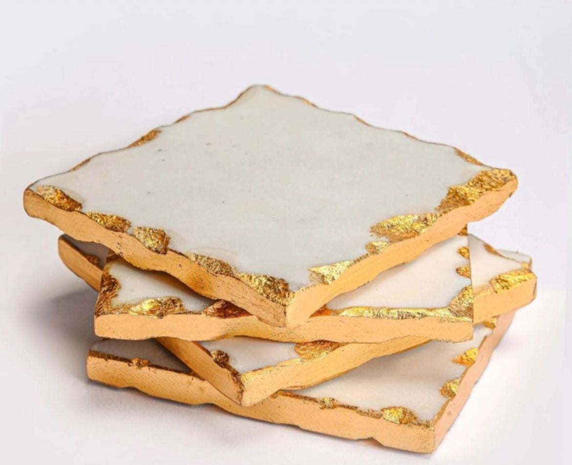 Marble coasters with golden borders